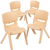 English Elm Commercial Grade 4 Pack Plastic Stackable School Chair with 12'' Seat Height