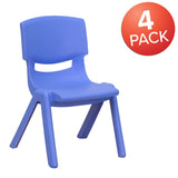 English Elm Commercial Grade 4 Pack Plastic Stackable School Chair with 10.5'' Seat Height