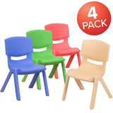 English Elm Commercial Grade 4 Pack Plastic Stackable School Chairs with 10.5" Seat Height, Colors