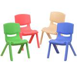 English Elm Commercial Grade 4 Pack Plastic Stackable School Chairs with 10.5" Seat Height, Colors