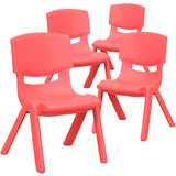 English Elm Commercial Grade 4 Pack Plastic Stackable School Chair with 10.5'' Seat Height