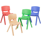 English Elm Commercial Grade 4 Pack Plastic Stackable School Chairs with 13.25" Seat Height, Colors