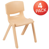 English Elm Commercial Grade 4 Pack Plastic Stackable School Chair with 13.25" Seat Height