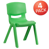 English Elm Commercial Grade 4 Pack Plastic Stackable School Chair with 15.5'' Seat Height