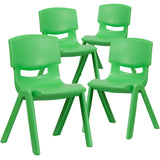 English Elm Commercial Grade 4 Pack Plastic Stackable School Chair with 15.5'' Seat Height