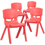 English Elm Commercial Grade 4 Pack Plastic Stackable School Chair with 15.5'' Seat Height