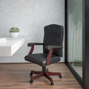 English Elm Commercial Grade LeatherSoft Executive Swivel Office Chair with Arms