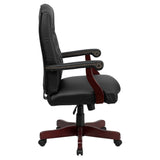 English Elm Commercial Grade LeatherSoft Executive Swivel Office Chair with Arms