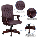 English Elm Commercial Grade LeatherSoft Executive Swivel Office Chair with Arms