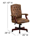 English Elm Commercial Grade Bomber Classic Executive Swivel Office Chair with Arms