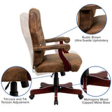 English Elm Commercial Grade Bomber Classic Executive Swivel Office Chair with Arms