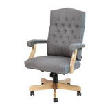 English Elm Commercial Grade Fabric Classic Executive Swivel Office Chair with Driftwood Arms and Base