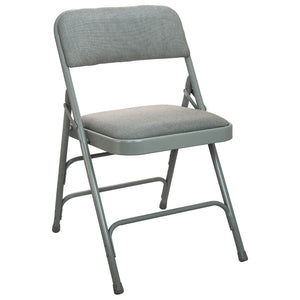 English Elm Commercial Grade Advantage Grey Padded Metal Folding Chair - Grey 1-in Fabric Seat