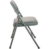 English Elm Commercial Grade Advantage Grey Padded Metal Folding Chair - Grey 1-in Fabric Seat