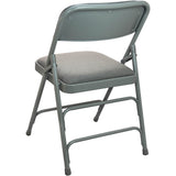 English Elm Commercial Grade Advantage Grey Padded Metal Folding Chair - Grey 1-in Fabric Seat