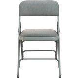 English Elm Commercial Grade Advantage Grey Padded Metal Folding Chair - Grey 1-in Fabric Seat