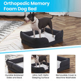 English Elm Orthopedic Comfy Memory Foam Joint Relief Bolster Dog Bed For Dogs up to 12 LBS. - Removable & Washable Cover, Non-Slip Bottom