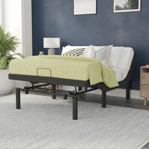 English Elm Adjustable Upholstered Bed Base with Wireless Remote, Three Leg Heights, & Independent Head/Foot Incline -Full -