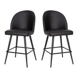 English Elm Commercial Grade - Set of 2 Commercial High Back Modern Armless 26" Counter Stools with Contoured Backrests, Steel Frames and Footrests, - - Set of 2