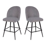 English Elm Commercial Grade - Set of 2 Commercial High Back Modern Armless 26" Counter Stools with Contoured Backrests, Steel Frames and Footrests, - - Set of 2