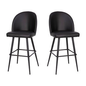 English Elm Commercial Grade 30" Commercial Grade High Back Modern Armless Barstools with Contoured Backrest, Steel Frame and Integrated Footrest, - - Set of 2