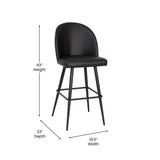 English Elm Commercial Grade 30" Commercial Grade High Back Modern Armless Barstools with Contoured Backrest, Steel Frame and Integrated Footrest, - - Set of 2