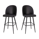 English Elm Commercial Grade 30" Commercial Grade High Back Modern Armless Barstools with Contoured Backrest, Steel Frame and Integrated Footrest, - - Set of 2