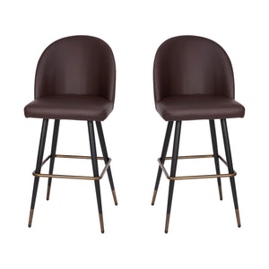 English Elm Commercial Grade 30" Commercial Grade High Back Modern Armless Barstools with Contoured Backrest, Steel Frame and Integrated Footrest, - - Set of 2