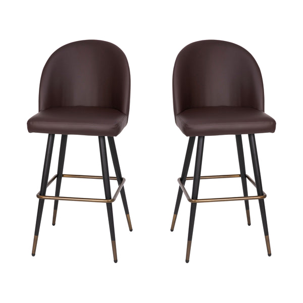 English Elm Commercial Grade 30" Commercial Grade High Back Modern Armless Barstools with Contoured Backrest, Steel Frame and Integrated Footrest, - - Set of 2