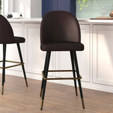 English Elm Commercial Grade 30" Commercial Grade High Back Modern Armless Barstools with Contoured Backrest, Steel Frame and Integrated Footrest, - - Set of 2