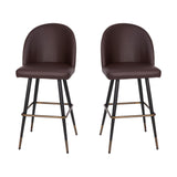 English Elm Commercial Grade 30" Commercial Grade High Back Modern Armless Barstools with Contoured Backrest, Steel Frame and Integrated Footrest, - - Set of 2