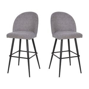 English Elm Commercial Grade 30" Commercial Grade High Back Modern Armless Barstools with Contoured Backrest, Steel Frame and Integrated Footrest, - - Set of 2