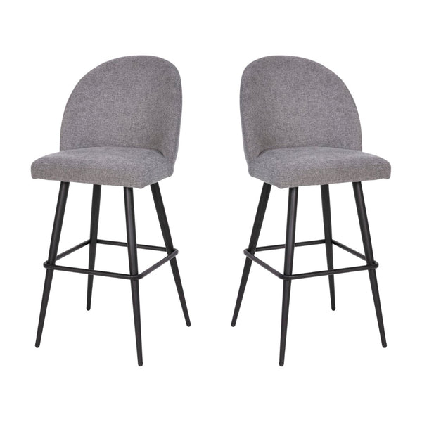 English Elm Commercial Grade 30" Commercial Grade High Back Modern Armless Barstools with Contoured Backrest, Steel Frame and Integrated Footrest, - - Set of 2