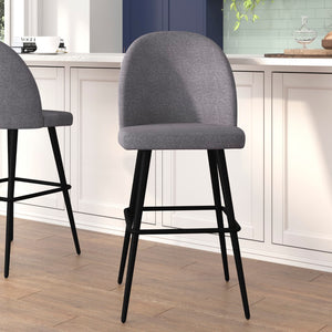 English Elm Commercial Grade 30" Commercial Grade High Back Modern Armless Barstools with Contoured Backrest, Steel Frame and Integrated Footrest, - - Set of 2