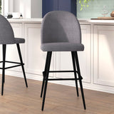 English Elm Commercial Grade 30" Commercial Grade High Back Modern Armless Barstools with Contoured Backrest, Steel Frame and Integrated Footrest, - - Set of 2