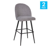 English Elm Commercial Grade 30" Commercial Grade High Back Modern Armless Barstools with Contoured Backrest, Steel Frame and Integrated Footrest, - - Set of 2