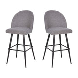 English Elm Commercial Grade 30" Commercial Grade High Back Modern Armless Barstools with Contoured Backrest, Steel Frame and Integrated Footrest, - - Set of 2