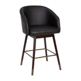 English Elm Commercial Grade 26" Commercial Grade Mid-Back Modern Counter Stool with Walnut Finish Beechwood Legs and Contoured Back, LeatherSoft/Bronze Accents