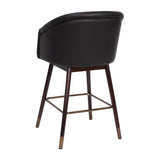 English Elm Commercial Grade 26" Commercial Grade Mid-Back Modern Counter Stool with Walnut Finish Beechwood Legs and Contoured Back, LeatherSoft/Bronze Accents