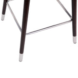 English Elm Commercial Grade 26" Commercial Grade Mid-Back Modern Counter Stool with Walnut Finish Beechwood Legs and Contoured Back, LeatherSoft/Silver Accents