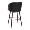 English Elm Commercial Grade 30" Commercial Grade Mid-Back Modern Barstool with Walnut Finish Beechwood Legs and Curved Back, LeatherSoft with Muted Bronze Accents