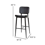 English Elm Commercial Grade Commercial Grade Mid-Back Barstools - LeatherSoft Upholstery - Iron Frame with Integrated Footrest - - Set of 2