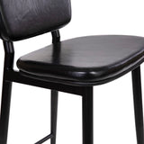 English Elm Commercial Grade Commercial Grade Mid-Back Barstools - LeatherSoft Upholstery - Iron Frame with Integrated Footrest - - Set of 2