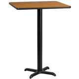 English Elm Commercial Grade 24'' Square Laminate Table Top with 22'' x 22'' Bar Height Table Base