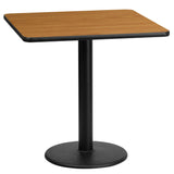 English Elm Commercial Grade 24'' Square Laminate Table Top with 18'' Round Table Height Base