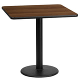 English Elm Commercial Grade 24'' Square Laminate Table Top with 18'' Round Table Height Base