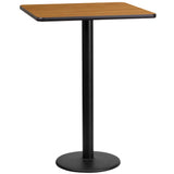 English Elm Commercial Grade 24'' Square Laminate Table Top with 18'' Round Bar Height Table Base