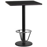 Commercial Grade 24'' Square Laminate Table Top with 18'' Round Bar Height Table Base and Foot Ring