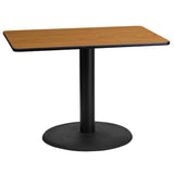 English Elm Commercial Grade 24'' x 42'' Rectangular Laminate Table Top with 24'' Round Table Height Base