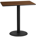 English Elm Commercial Grade 24'' x 42'' Rectangular Laminate Table Top with 24'' Round Bar Height Table Base